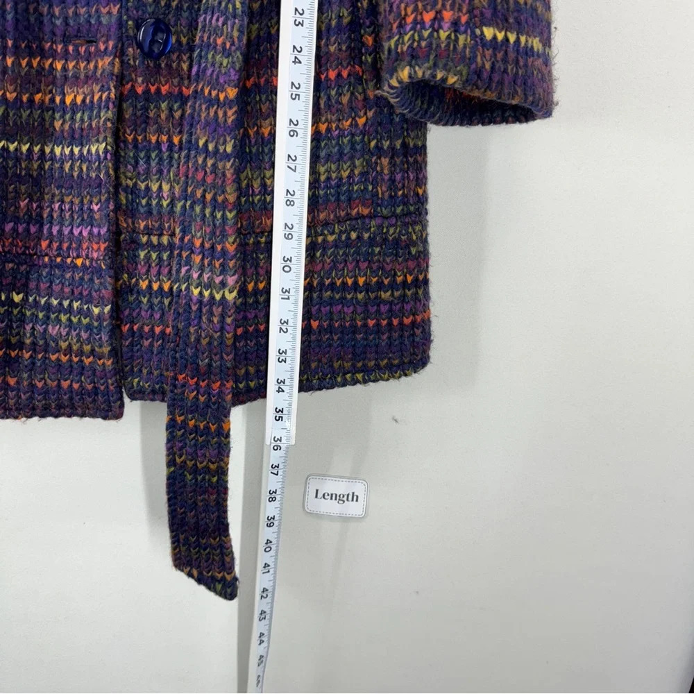 Beth Bowley Anthropologie Womens Knitted Coat Sz 10 Wool Purple Hippie Casual - Picture 8 of 14